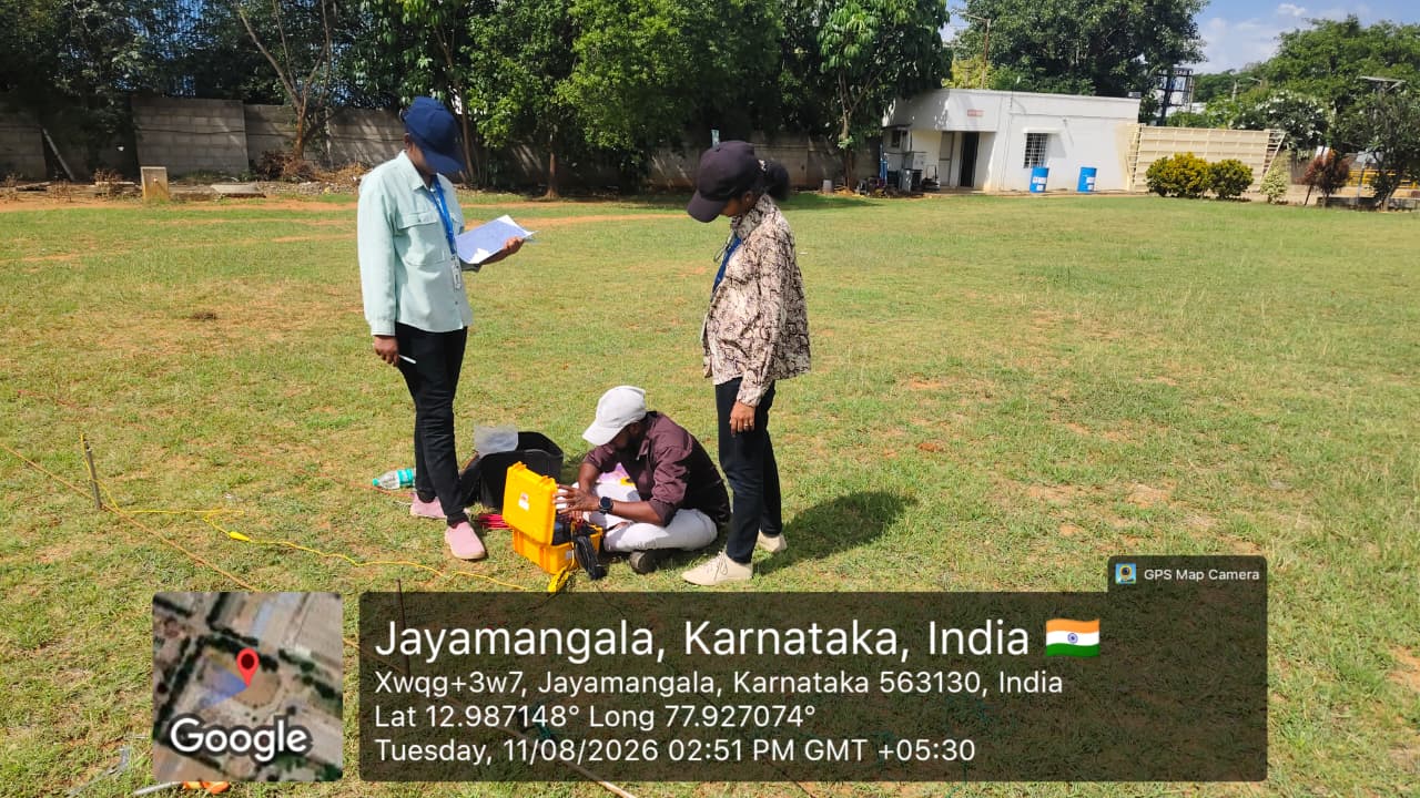Electrical Resistivity Testing field setup, Jayamangala, Karnataka